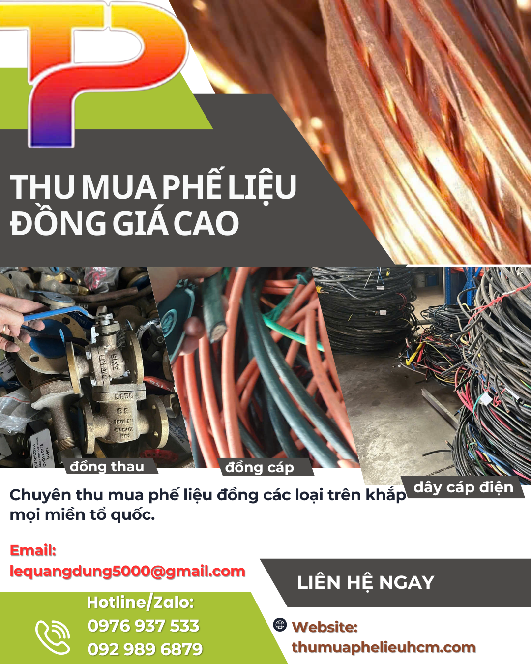 Thu mua đồng cáp phế liệu giá cao
