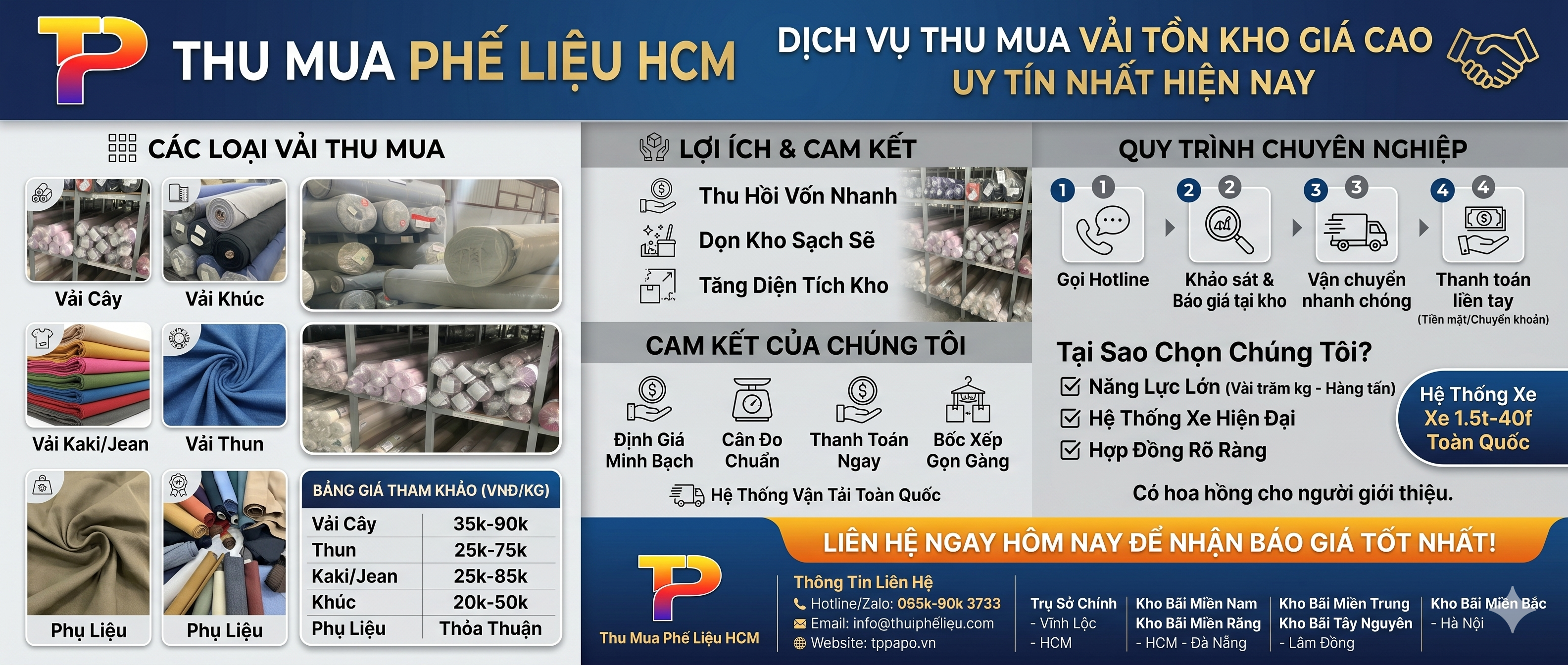 Thu mua vải tồn kho thanh lý giá cao